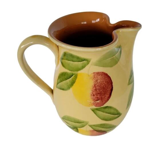 Vintage Ceramiche Alfa Italy Yellow Fruit Pitcher Hand Painted Italian Pottery - Picture 5 of 10